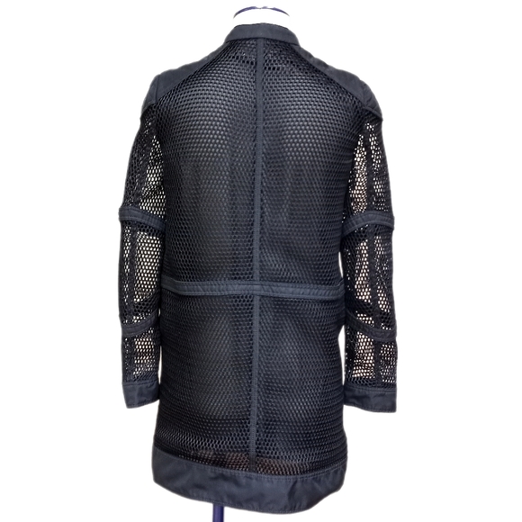Belstaff Dunstable Black Fishnet Tech Mesh Trench Coat Jacket (XS) - Picture 6 of 11